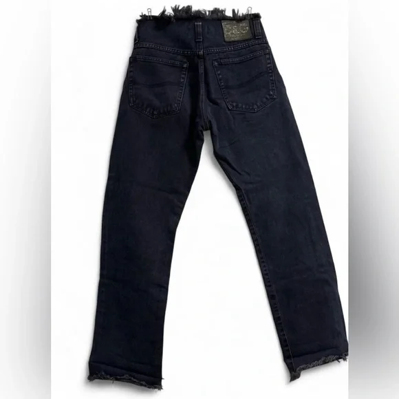 D&G Women's Black Straight-Leg Jeans with Distressed Waist and Hem - Picture 2 of 9